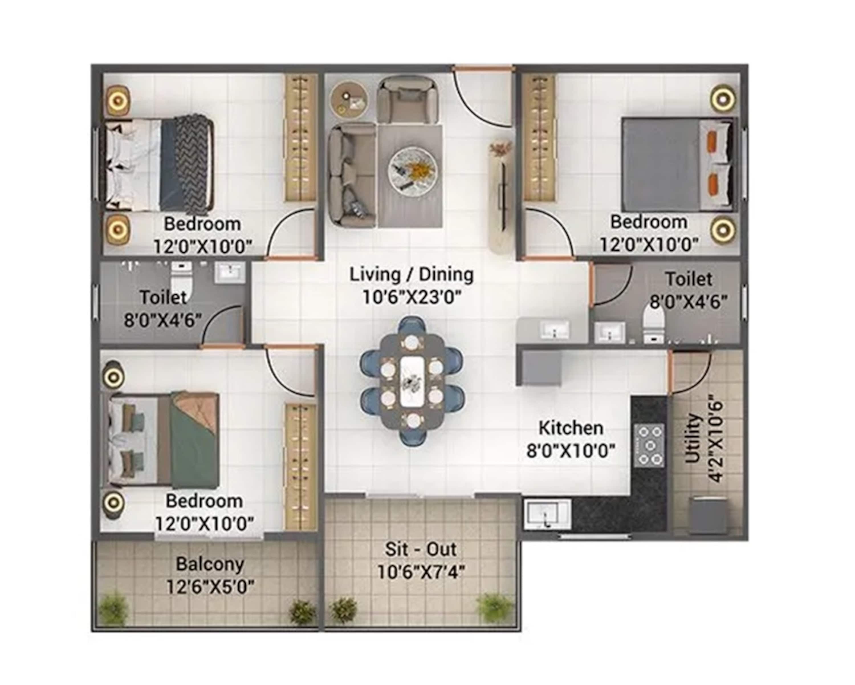 3 BHK 1327 Sq. Ft. Apartment in Bhavisha Avighna