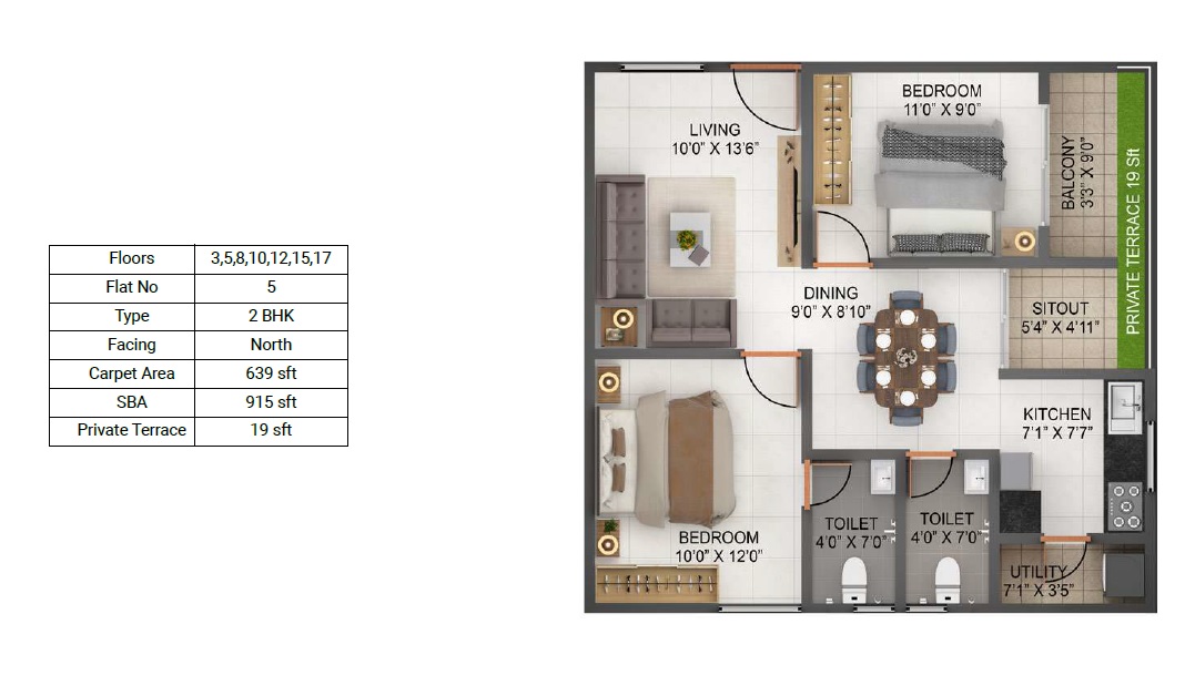 2 BHK 915 Sq. Ft. Apartment in Bhavisha Falcon