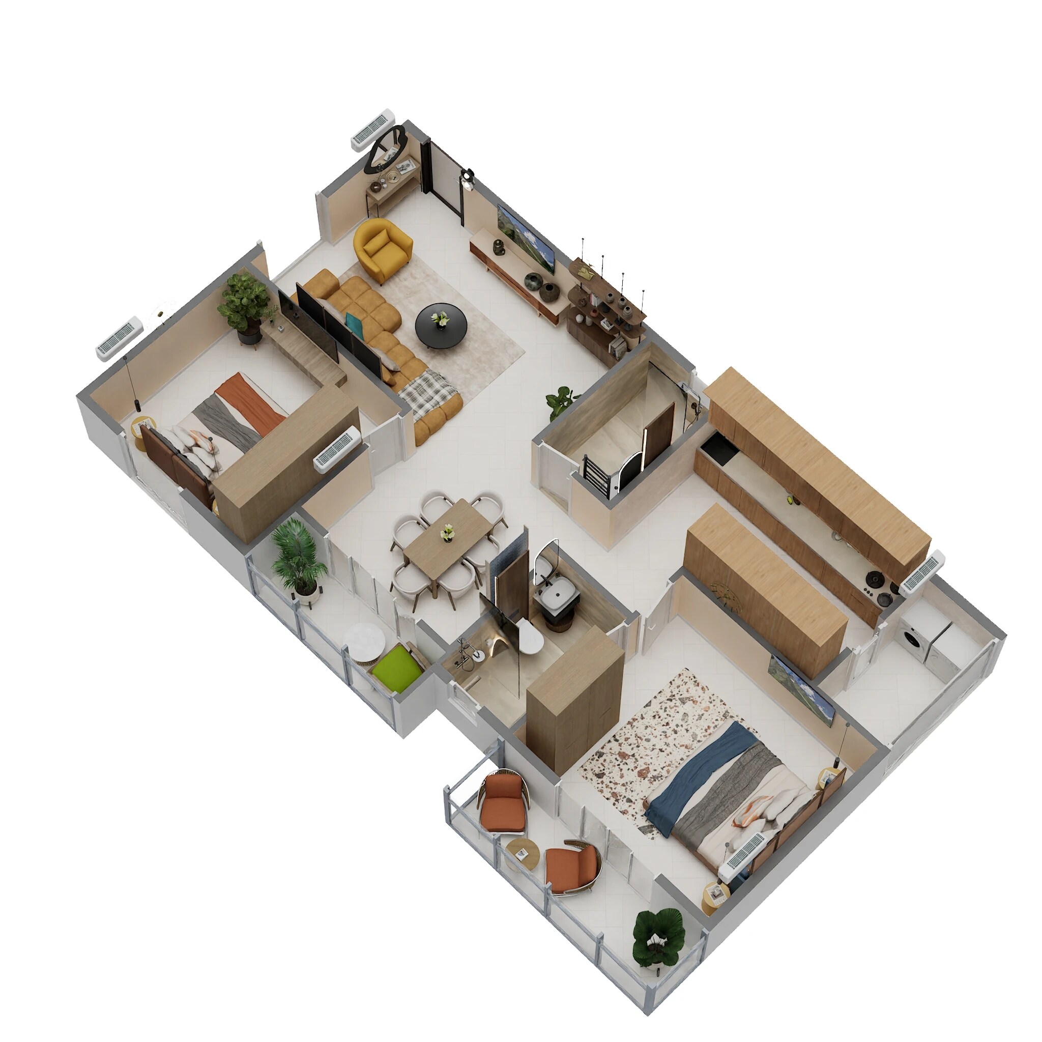 Floor plan of 2 BHK 1152 Sq. Ft. Apartment in Bhoomika Mayflower, Bangalore