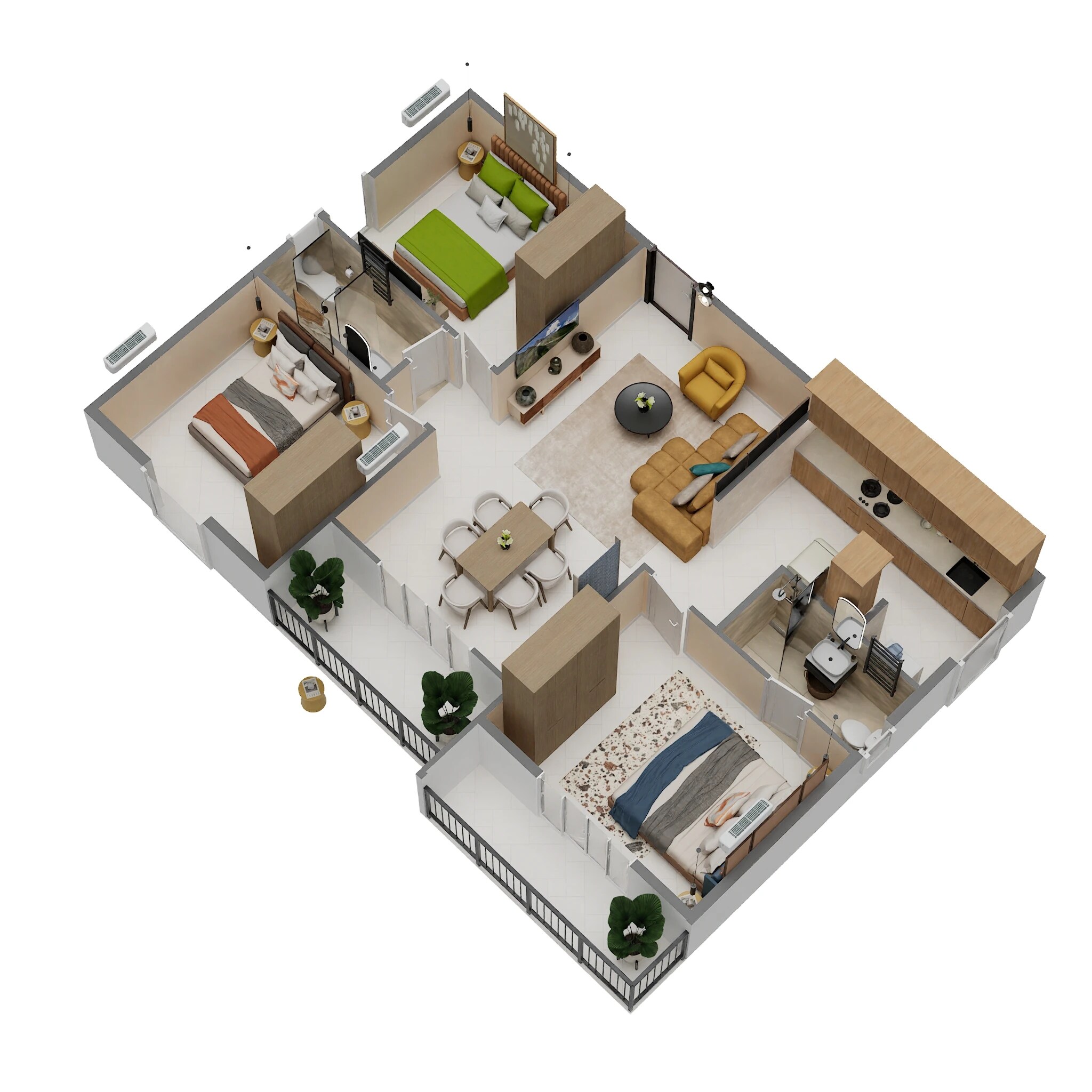 3 BHK 1260 Sq. Ft. Apartment