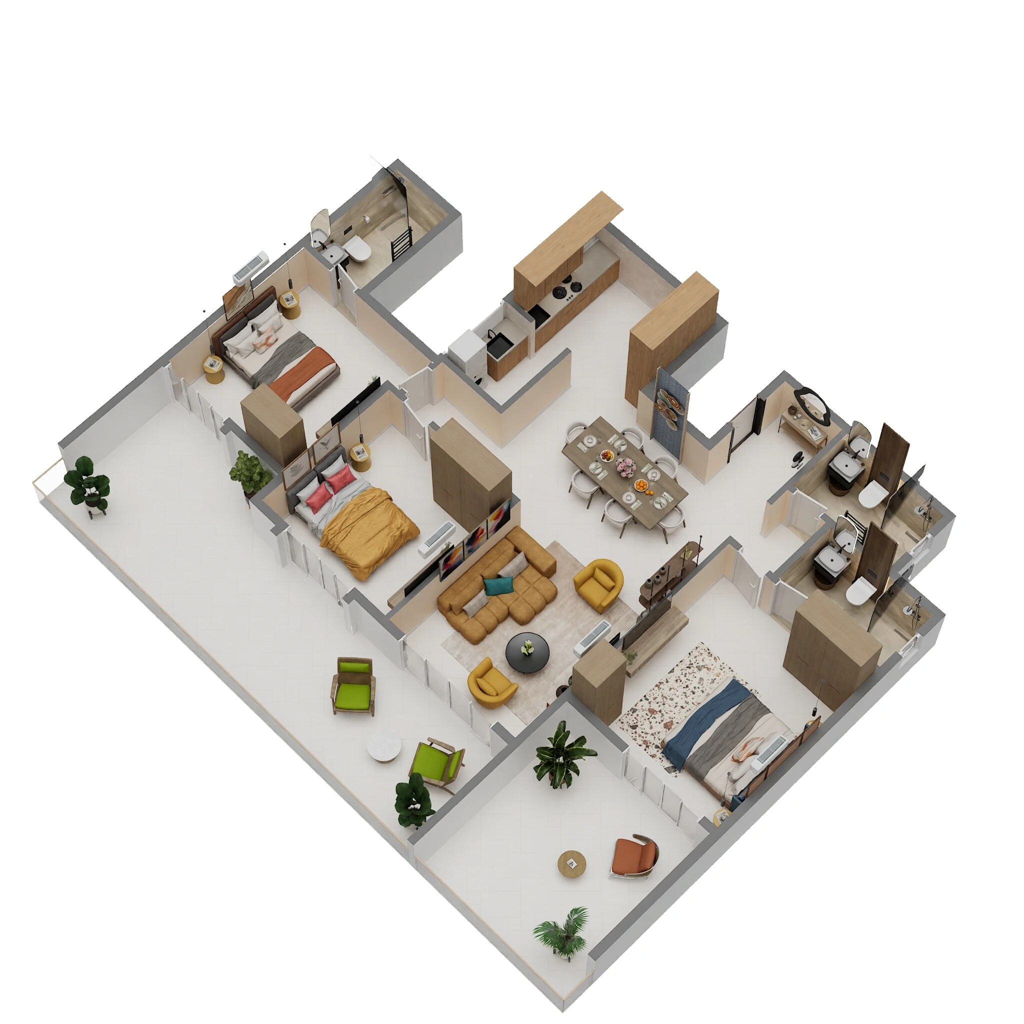Floor plan of 3 BHK 1639 Sq. Ft. Apartment in Binary Etania, Bangalore