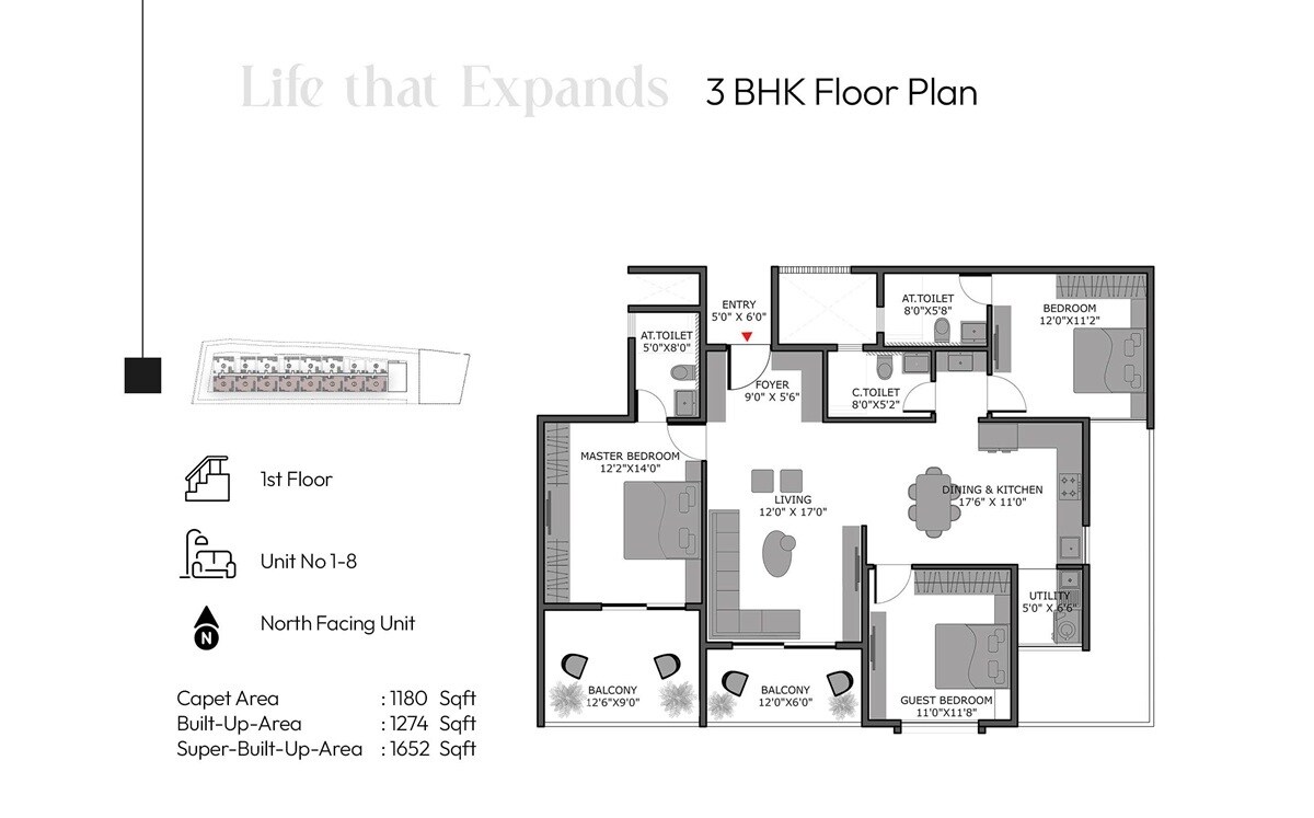 3 BHK 1652 Sq. Ft. Apartment