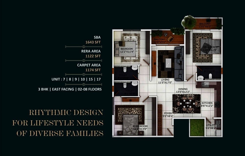 3 BHK 1643 Sq. Ft. Apartment