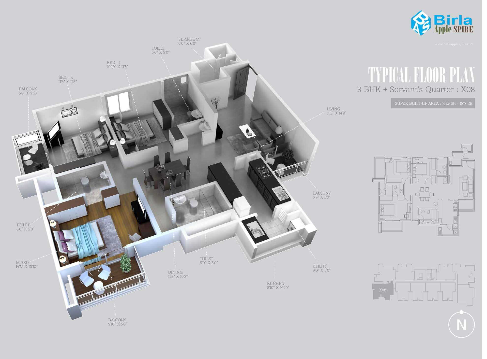 birla apple spire apartment 3bhk 1674sqft 1