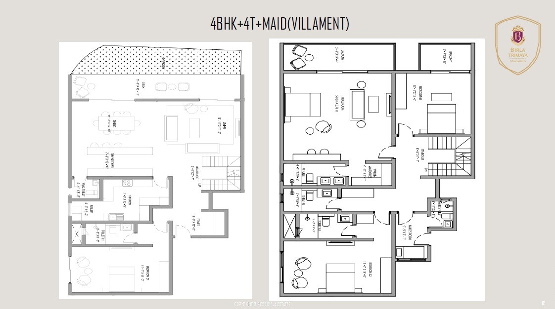 Floor plan of 4 BHK 2278 Sq. Ft. Villament in Birla Trimaya, Bangalore