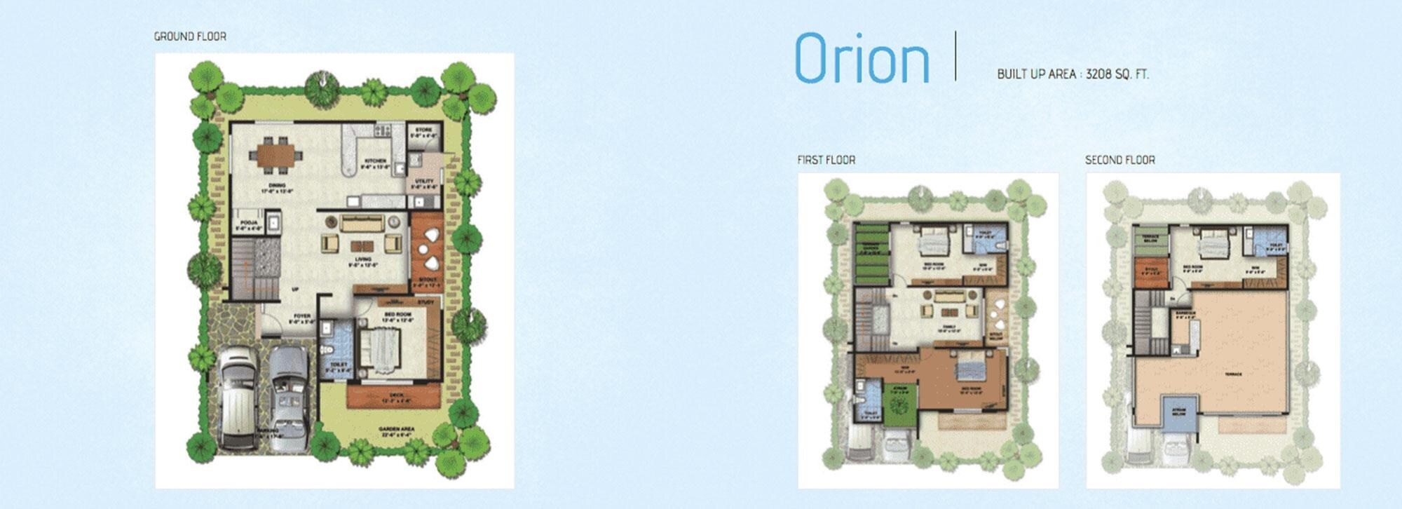 Floor plan of 4 BHK 3208 Sq. Ft. Villa in Bluejay Aster, Bangalore