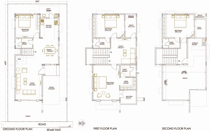 Floor plan of 4 BHK 3208 Sq. Ft. Villa in Bluejay Nine Forum, Bangalore