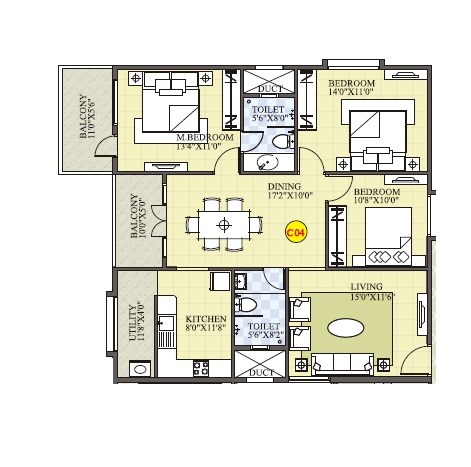 3 BHK 1515 Sq. Ft. Apartment