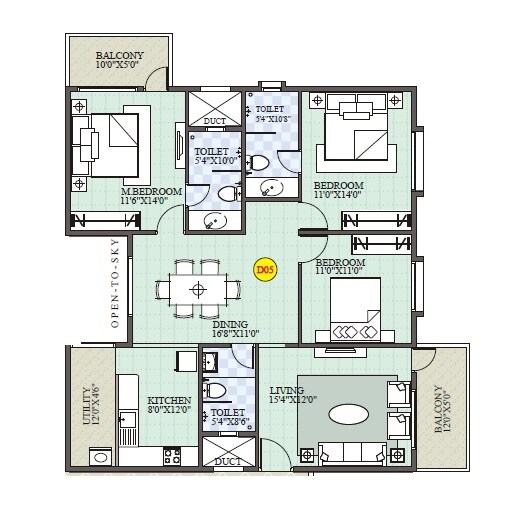 3 BHK 1695 Sq. Ft. Apartment