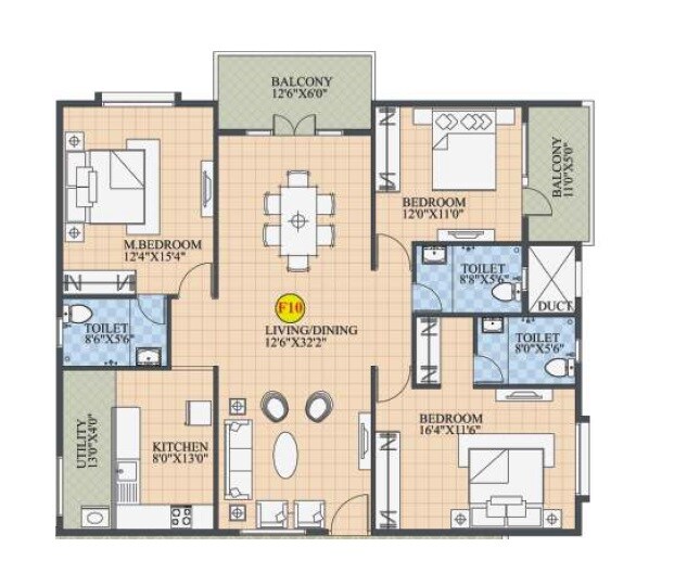 3 BHK 1920 Sq. Ft. Apartment