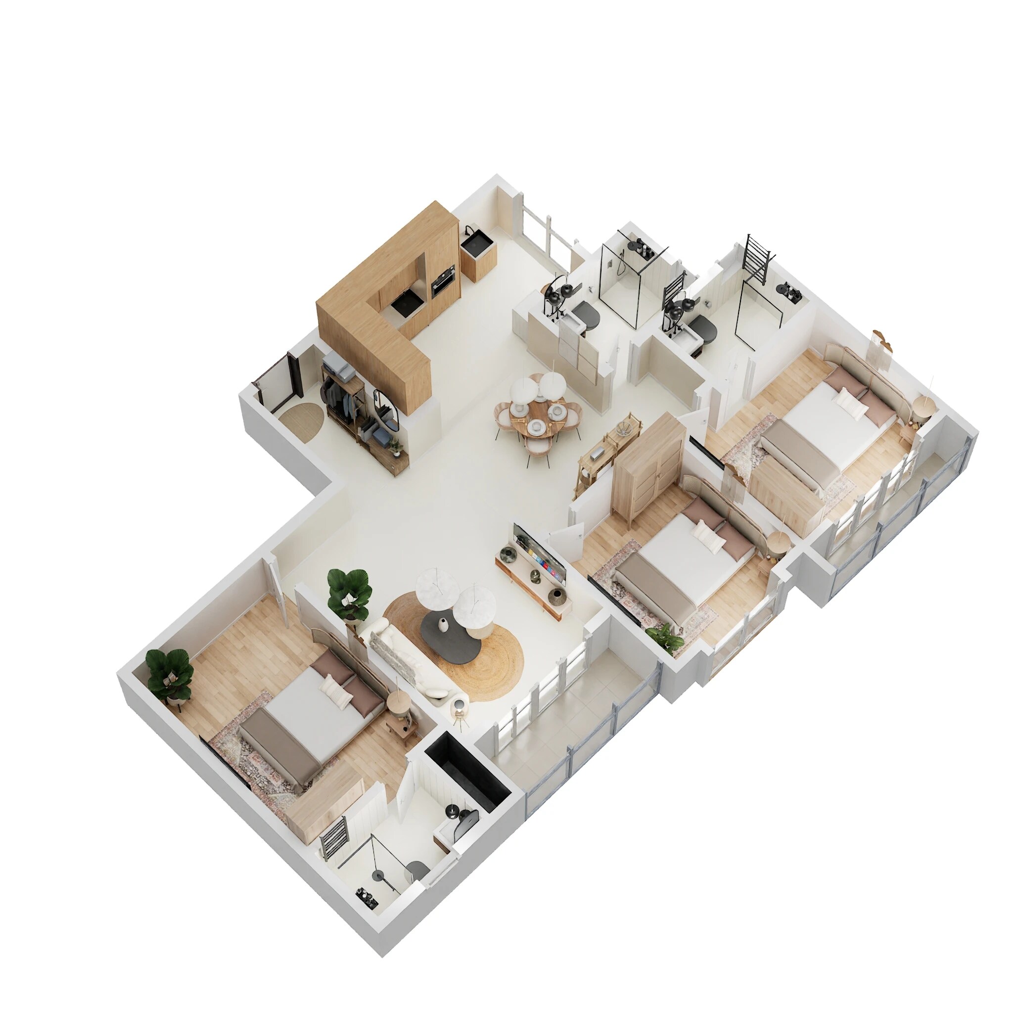 Floor plan of 3 BHK 1515 Sq. Ft. Apartment in Bren Avaana, Bangalore