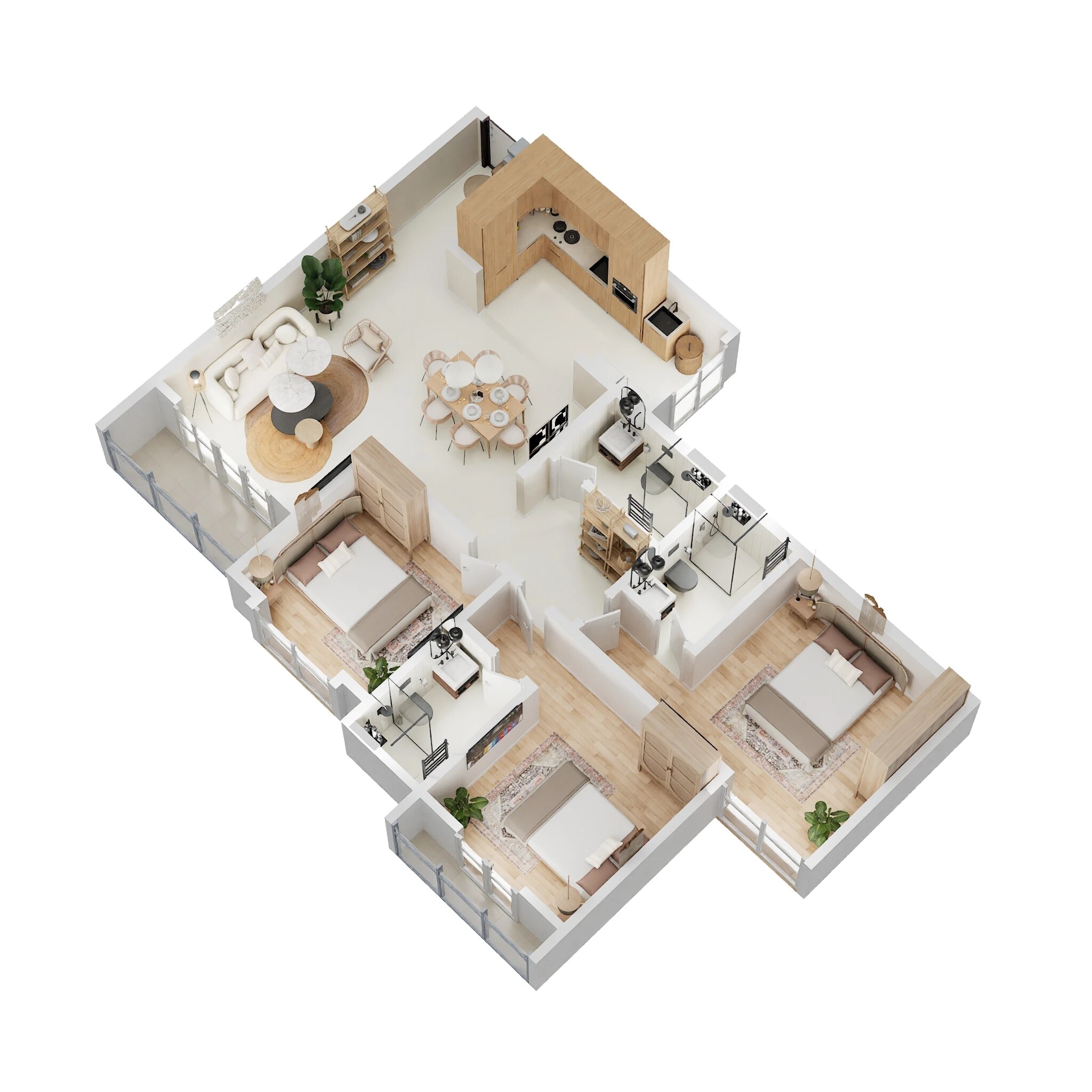 Floor plan of 3 BHK 1660 Sq. Ft. Apartment in Bren Avaana, Bangalore
