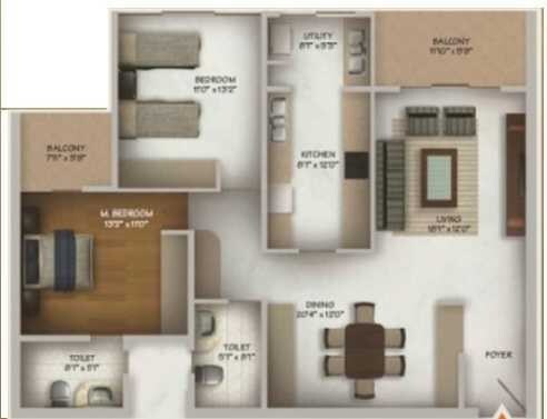 2 BHK 1485 Sq. Ft. Apartment