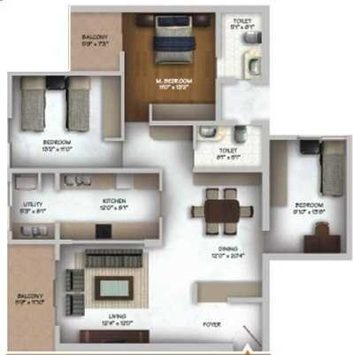 3 BHK 2095 Sq. Ft. Apartment