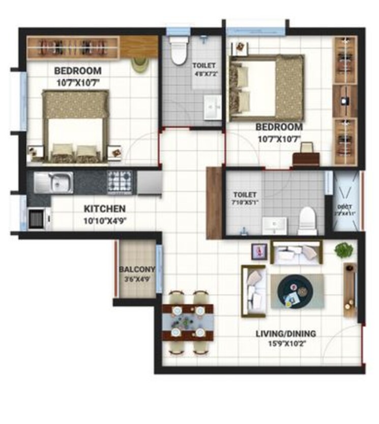 Other, bren-northern-lights 2 Bedroom 790 Sq.Ft. Apartment In Jakkuru Bangalore 9162375