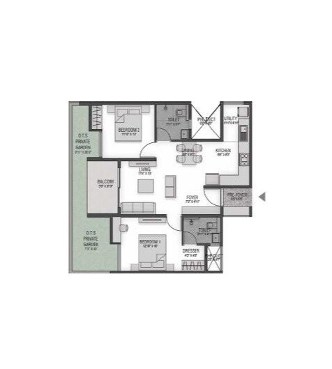 Other, bricks-and-milestones-wonderwall 2 Bedroom 1043 Sq.Ft. Apartment In Sompura Bangalore 9162280