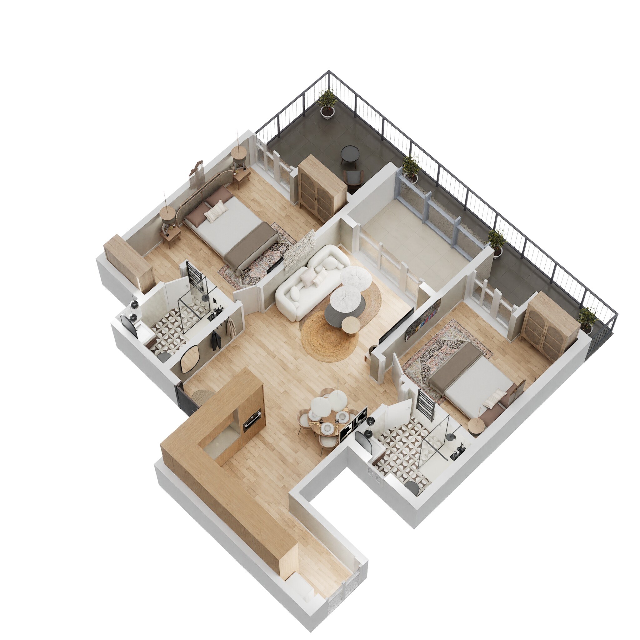 Floor plan of 2 BHK 1250 Sq. Ft. Apartment in Bricks And Milestones Wonderwall, Bangalore