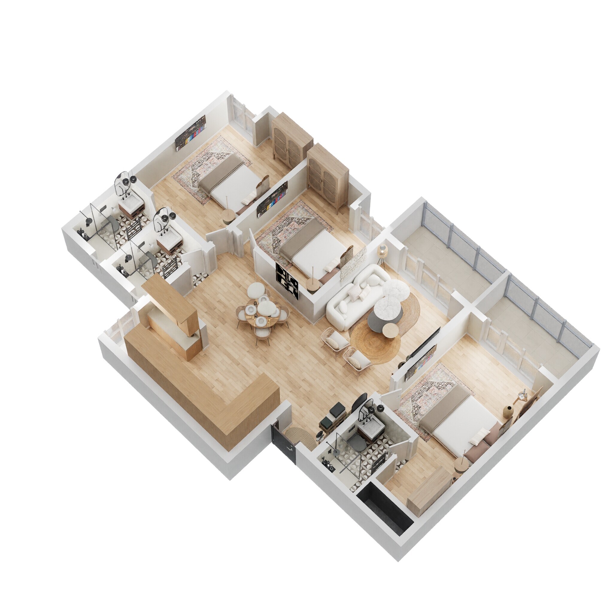 Floor plan of 3 BHK 1525 Sq. Ft. Apartment in Bricks And Milestones Wonderwall, Bangalore