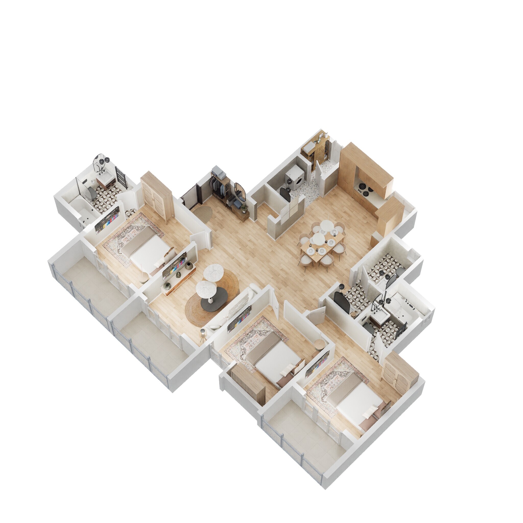 Floor plan of 3 BHK 1556 Sq. Ft. Apartment in Bricks And Milestones Wonderwall, Bangalore
