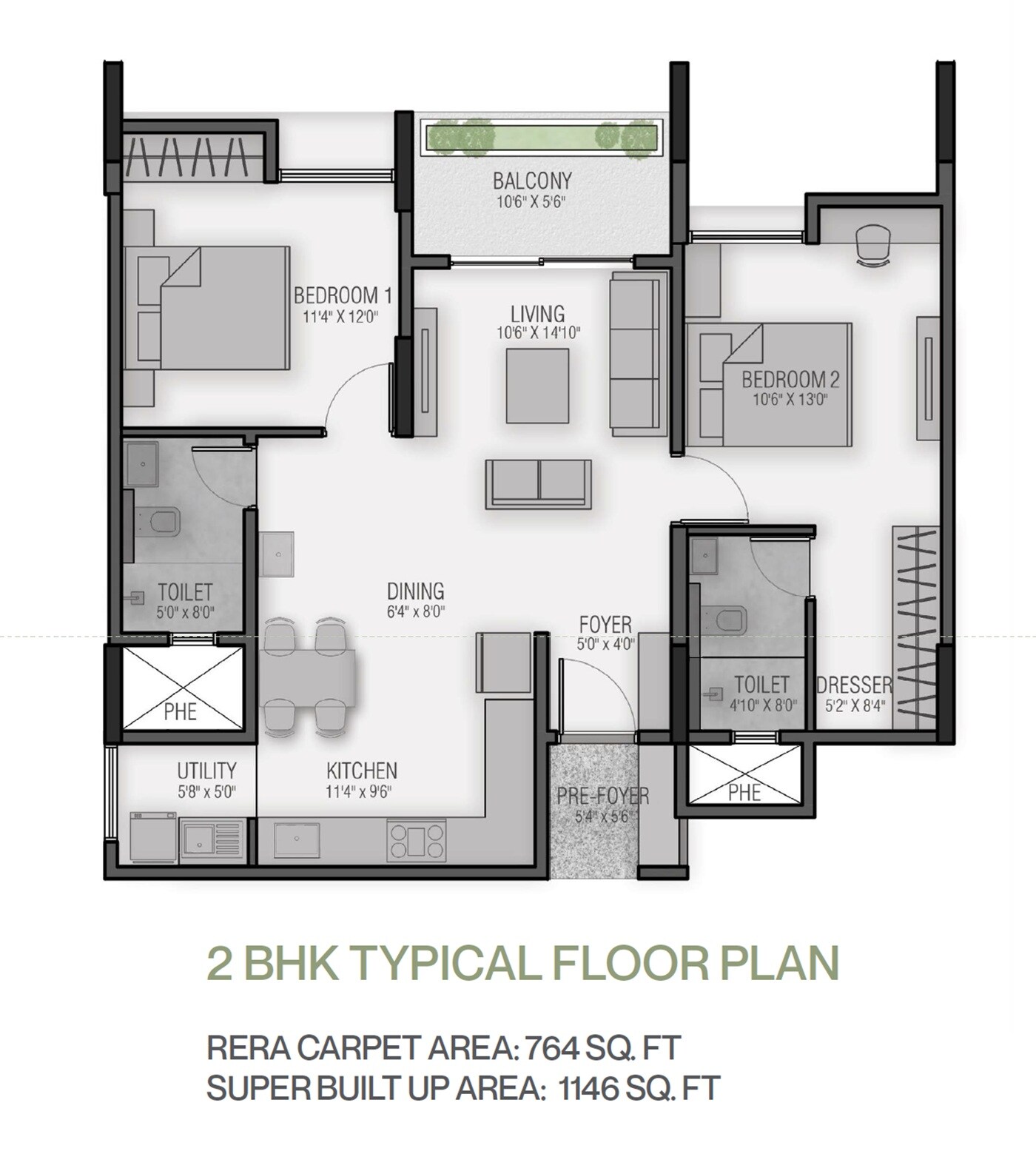 2 BHK 1146 Sq. Ft. Apartment