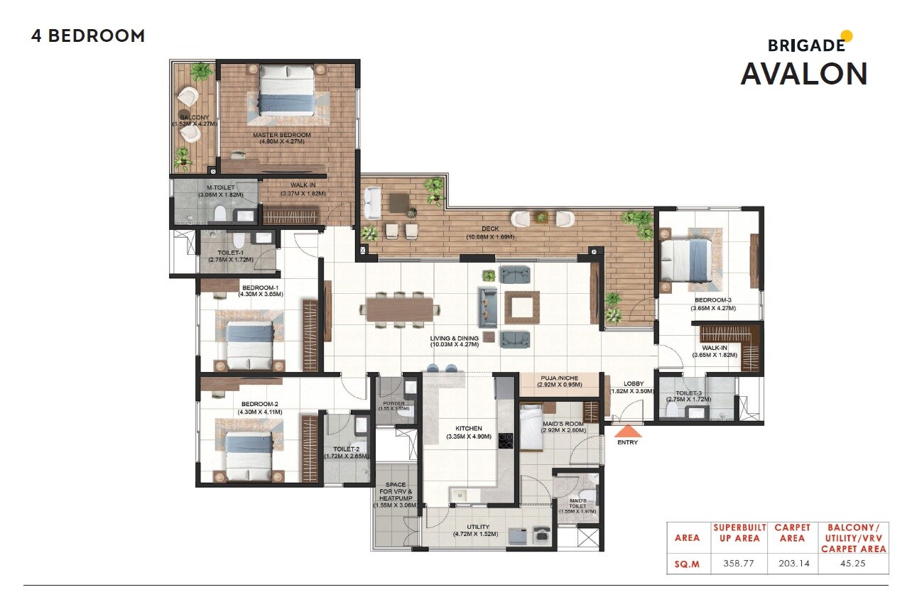  4 BHK Apartment at Brigade Avalon, Whitefield – for Sale