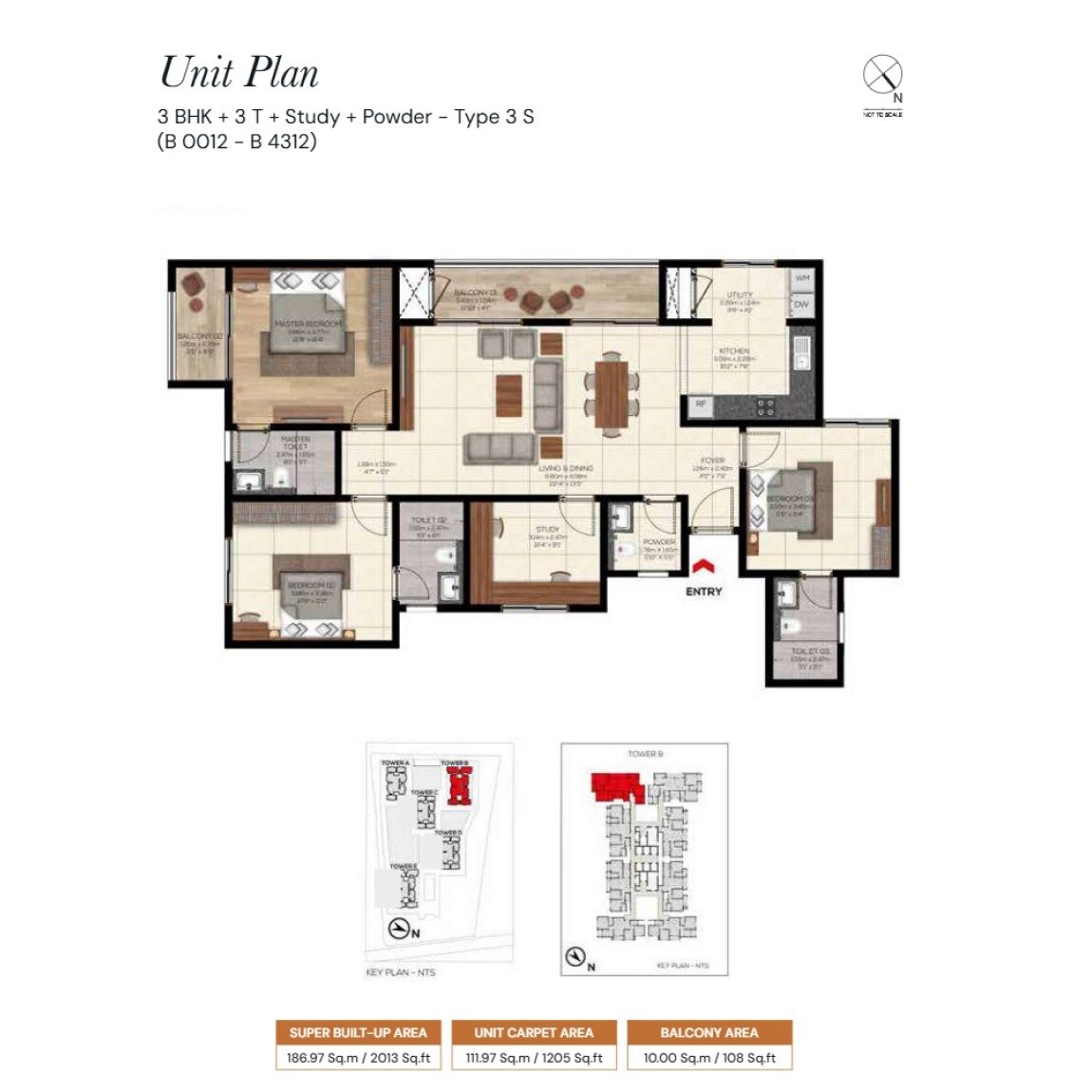 3 BHK 2013 Sq. Ft. Apartment