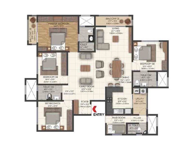 4 BHK 2491 Sq. Ft. Apartment