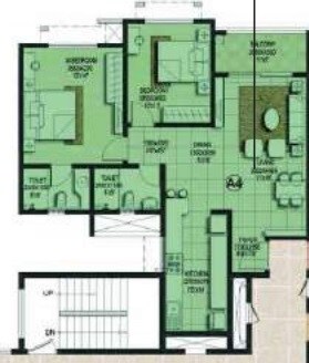 Floor plan of 2 BHK 1520 Sq. Ft. Apartment in Brigade Buena Vista, Bangalore