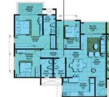 Floor plan of 3 BHK 1470 Sq. Ft. Apartment in Brigade Buena Vista, Bangalore