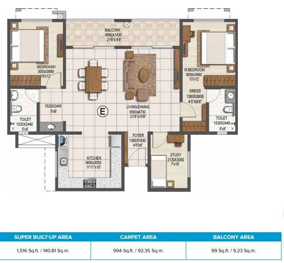 2 BHK 1516 Sq. Ft. Apartment