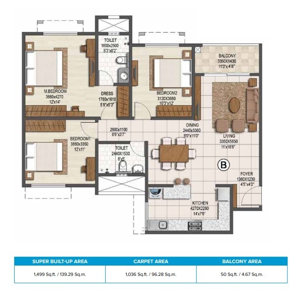 3 BHK 1499 Sq. Ft. Apartment