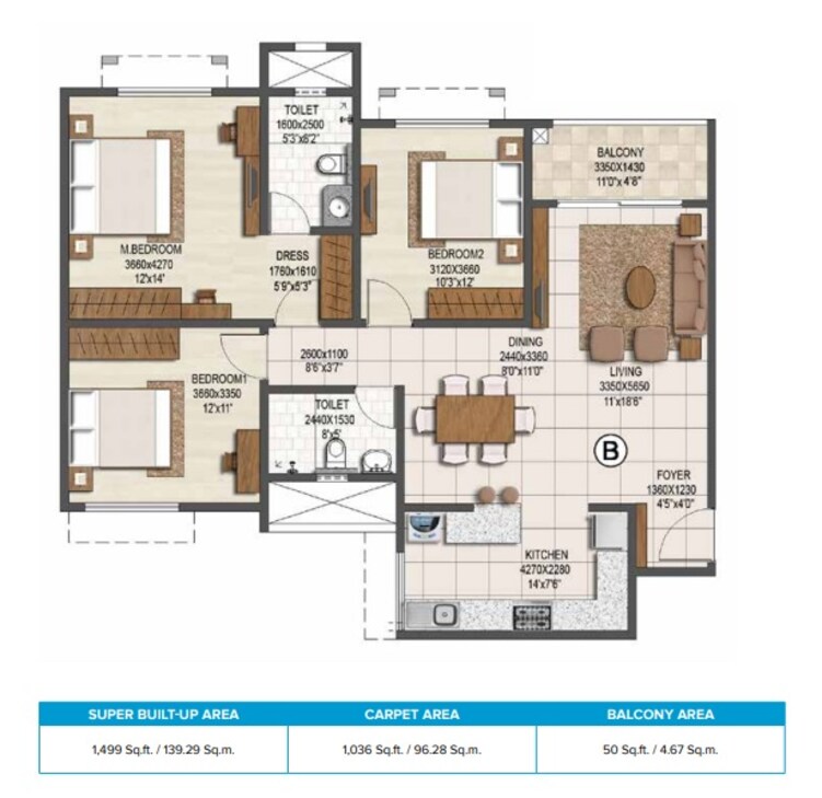 brigade buena vista phase ii apartment 3bhk 1499sqft 1