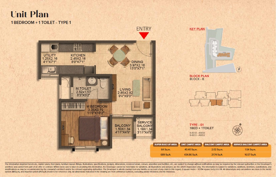 1 BHK 689 Sq. Ft. Apartment in Brigade Citrine