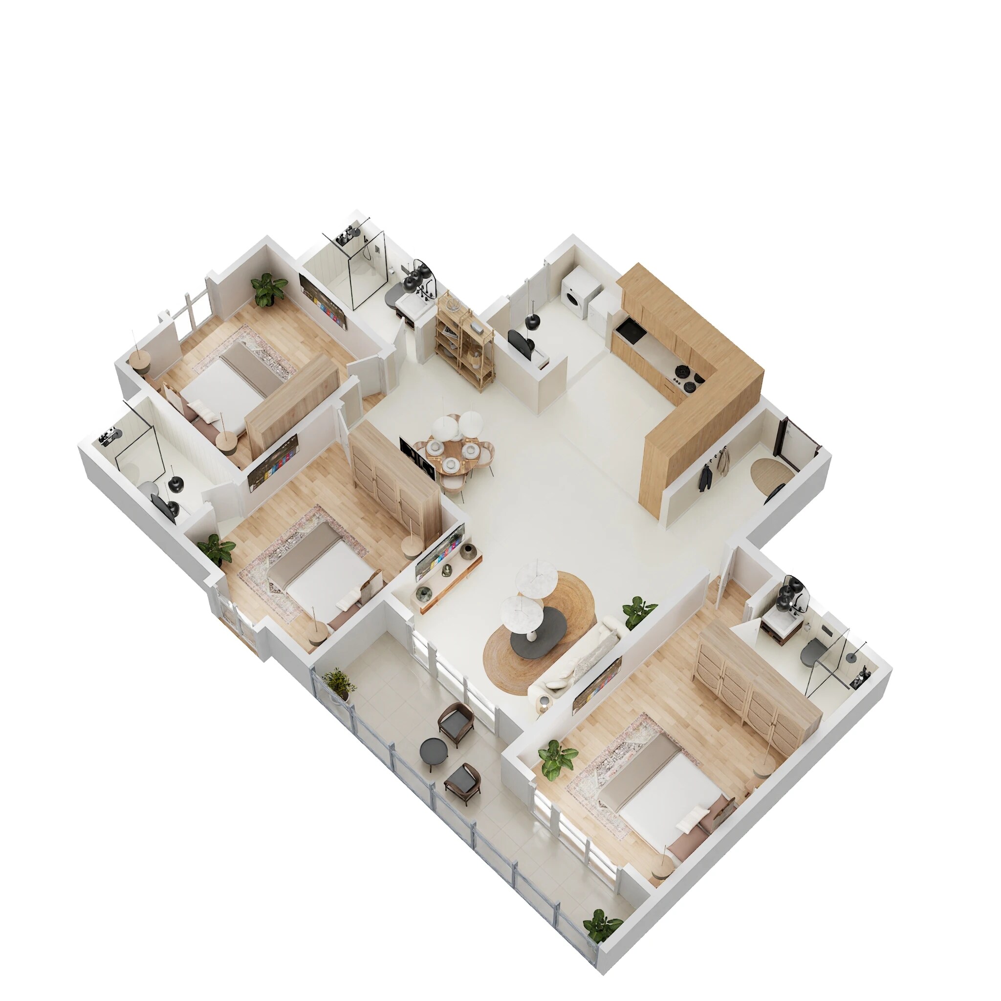 Floor plan of 3 BHK 1798 Sq. Ft. Apartment in Brigade Cornerstone Utopia Halcyon, Bangalore