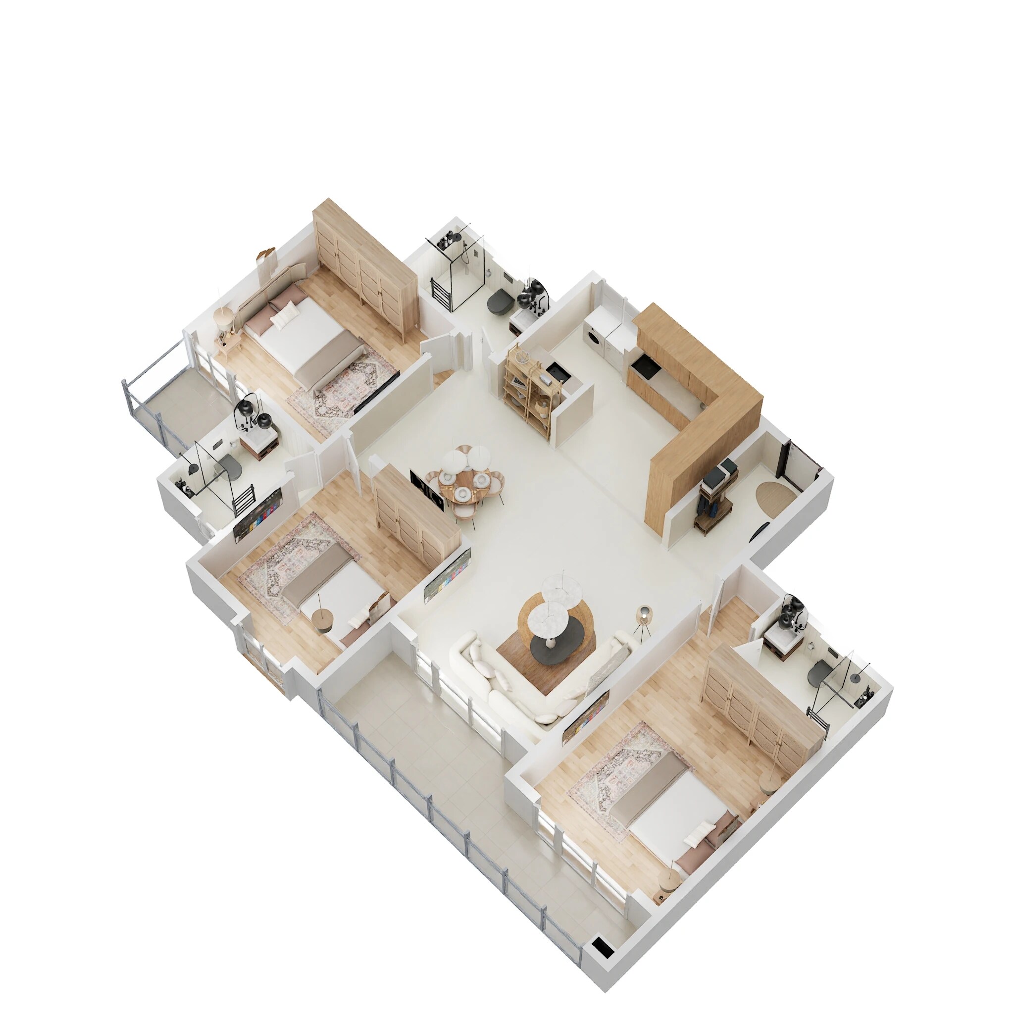 Floor plan of 3 BHK 1824 Sq. Ft. Apartment in Brigade Cornerstone Utopia Halcyon, Bangalore