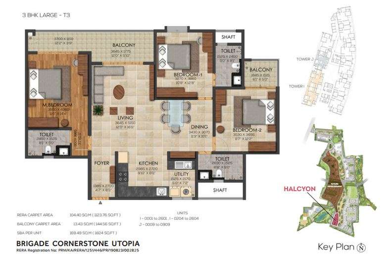 3 BHK 1824 Sq. Ft. Apartment in Brigade Cornerstone Utopia Halcyon