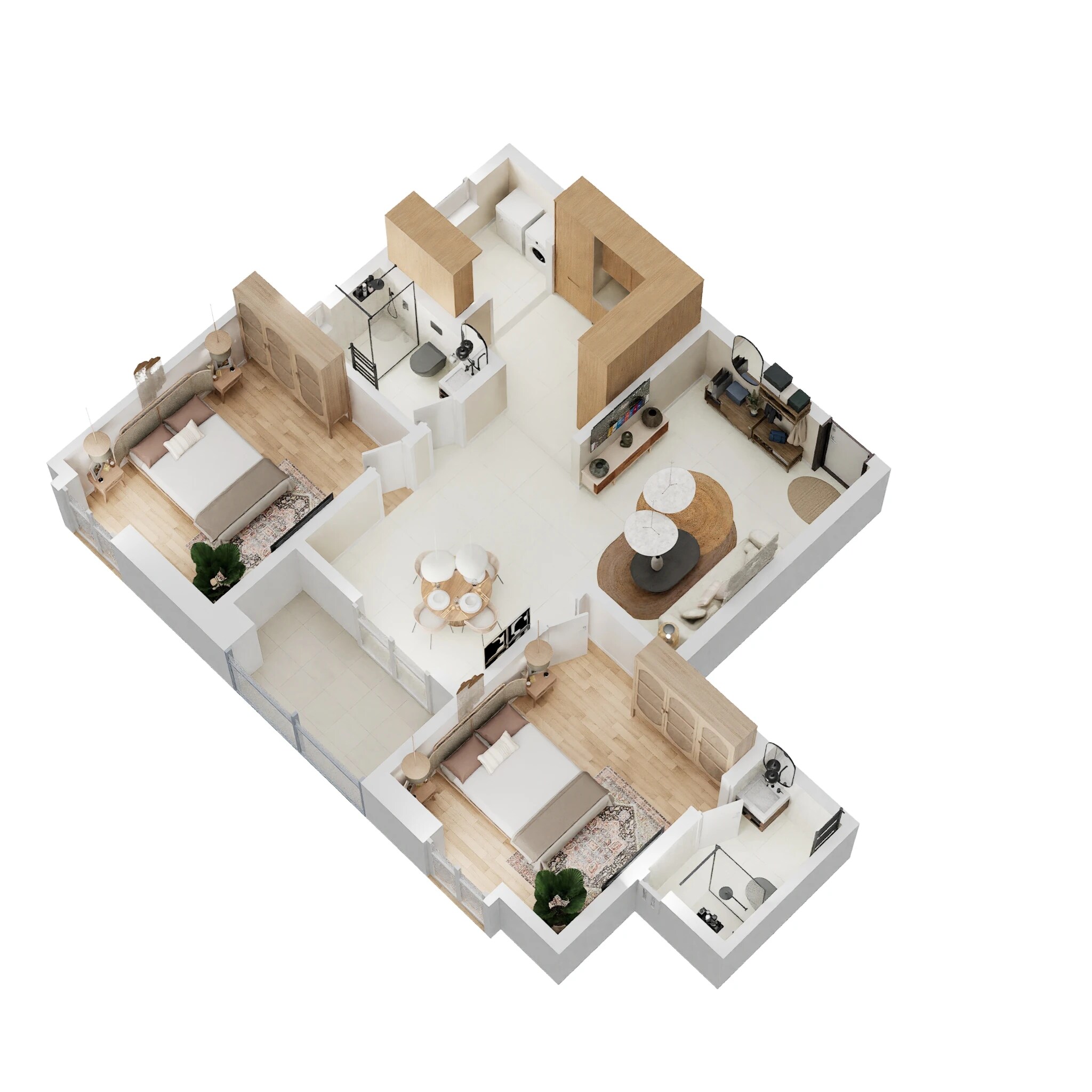 Floor plan of 2 BHK Apartment - 802 sq. ft. in Brigade Cornerstone Utopia Tranquil Block, Bangalore