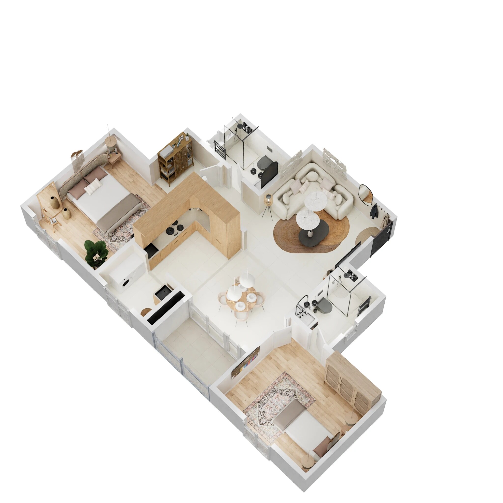 Floor plan of 2 BHK Apartment - 808 sq. ft. in Brigade Cornerstone Utopia Tranquil Block, Bangalore