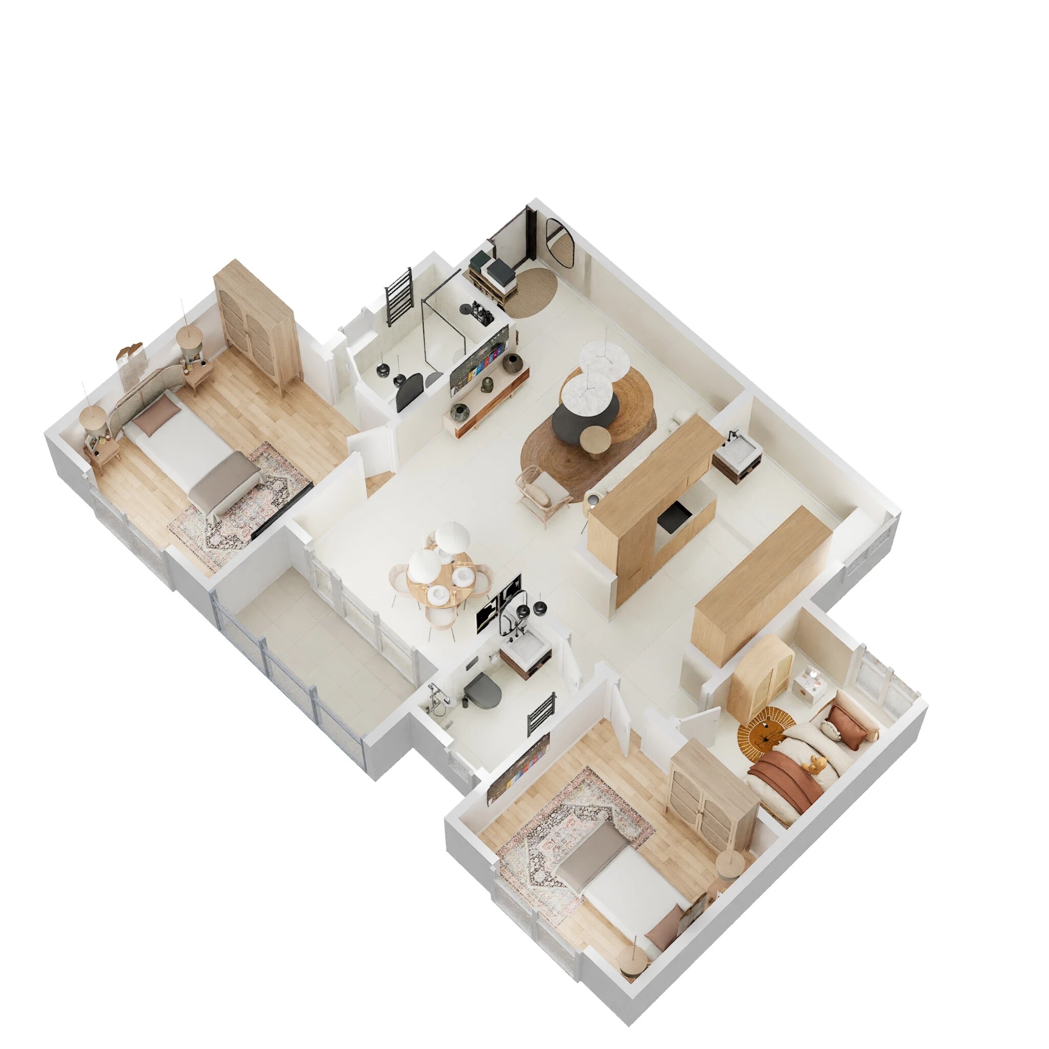 Floor plan of 3 BHK Apartment - 897 sq. ft. in Brigade Cornerstone Utopia Tranquil Block, Bangalore