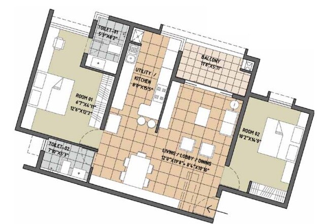 2 BHK 1380 Sq. Ft. Apartment
