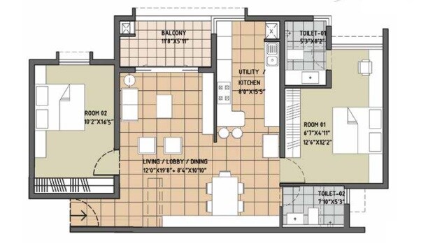 2 BHK 1390 Sq. Ft. Apartment