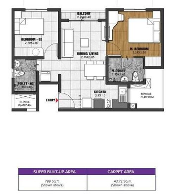  2 BHK Apartment at Brigade El Dorado, Bagaluru  – for Sale