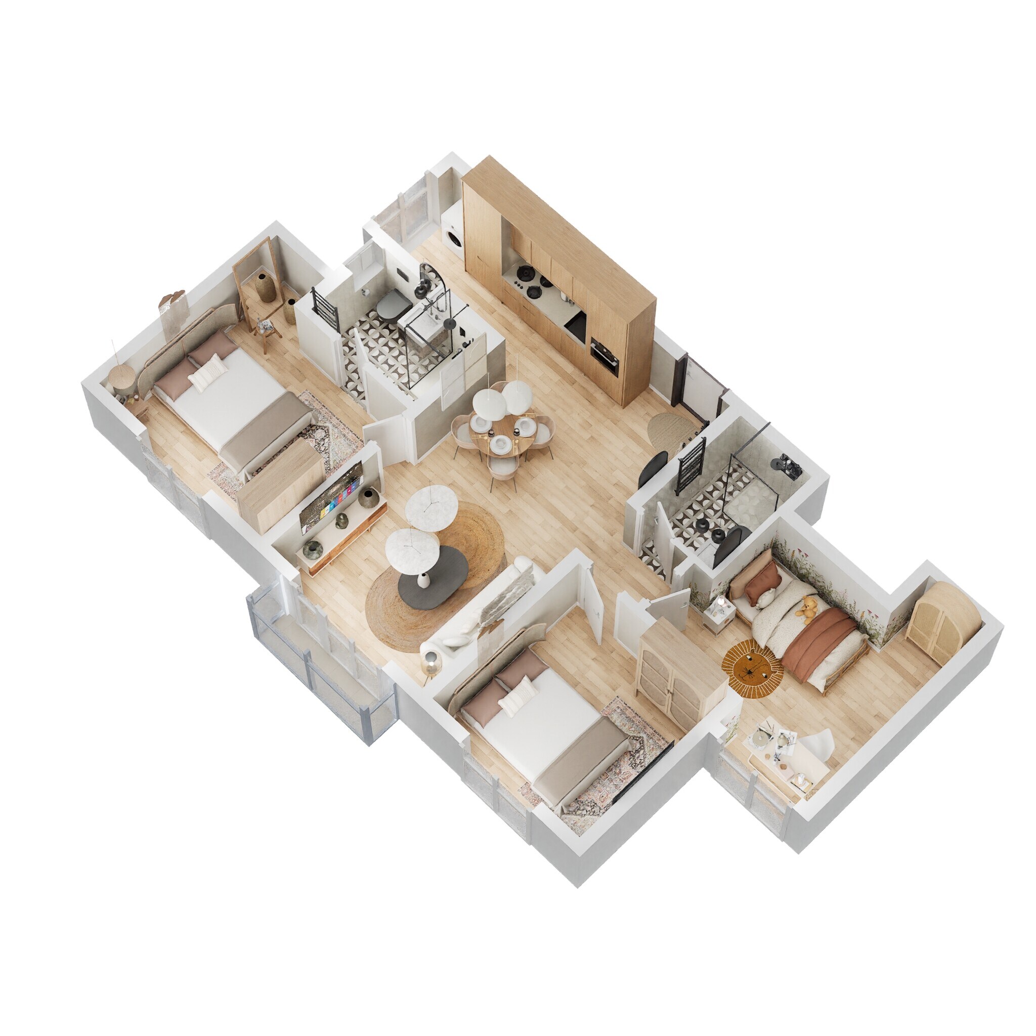 3 BHK 1043 Sq. Ft. Apartment