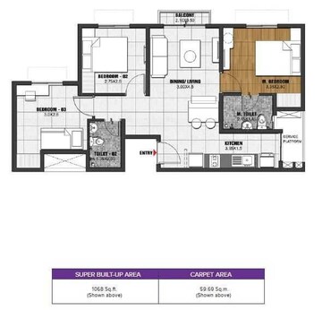  3 BHK Apartment at Brigade El Dorado, Bagaluru  – for Sale