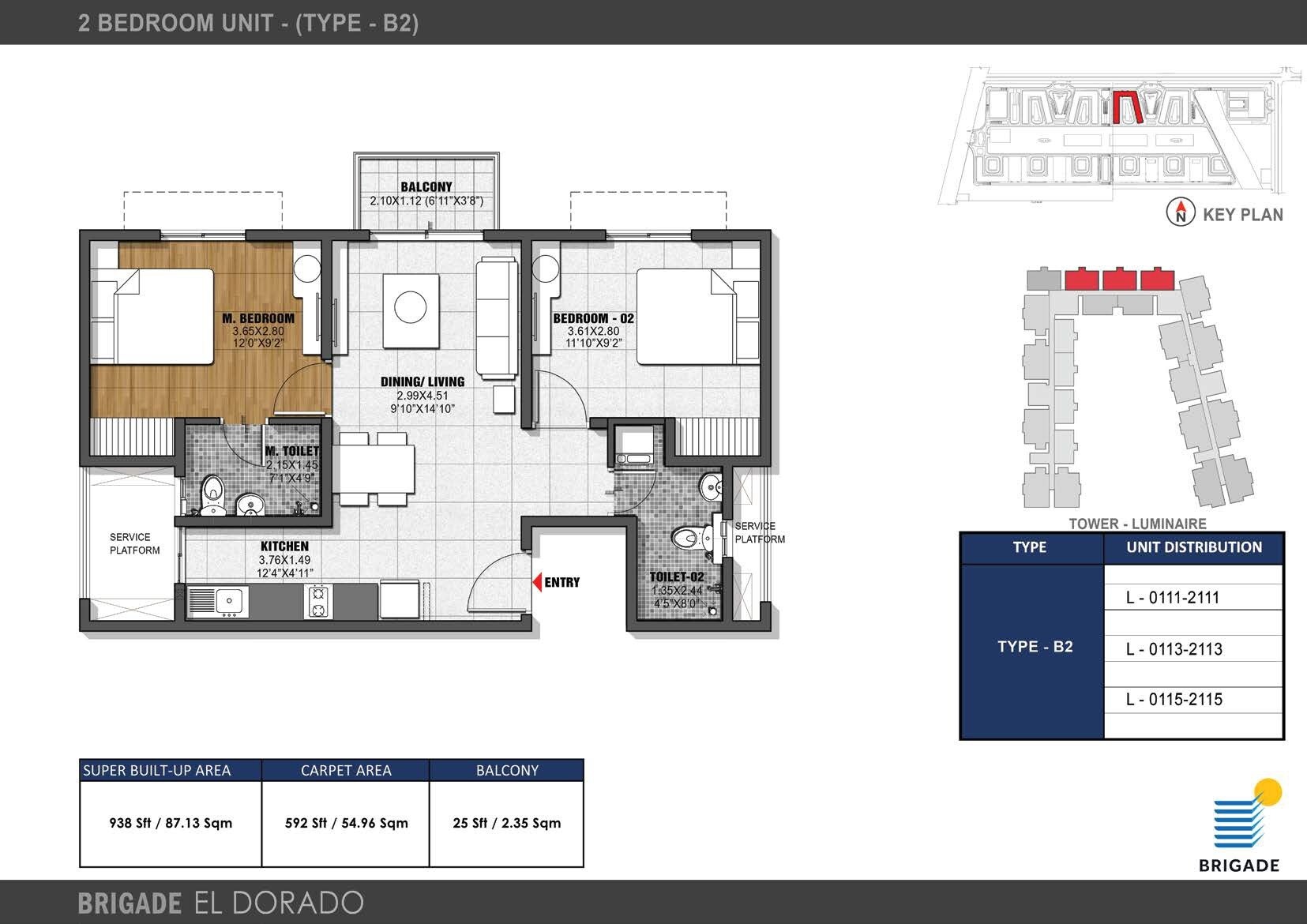 2 BHK 938 Sq. Ft. Apartment