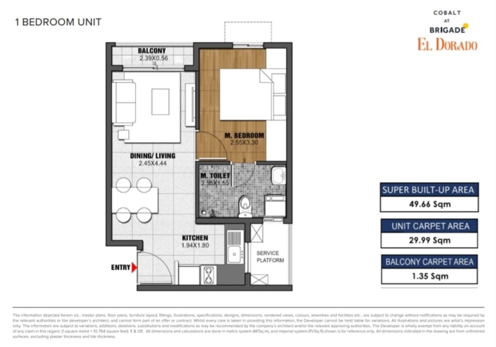 1 BHK 535 Sq. Ft. Apartment in Brigade El Dorado Dioro And Beryl