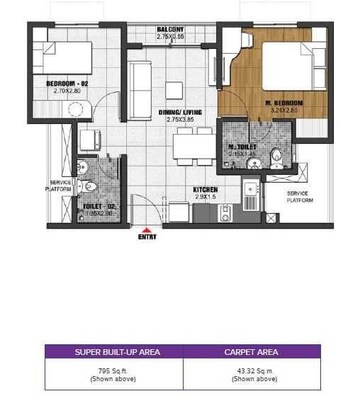  2 BHK Apartment at Brigade El Dorado Gallium, Bagaluru  – for Rent