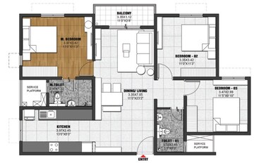  3 BHK Apartment at Brigade El Dorado Krypton , Bagaluru – for Rent