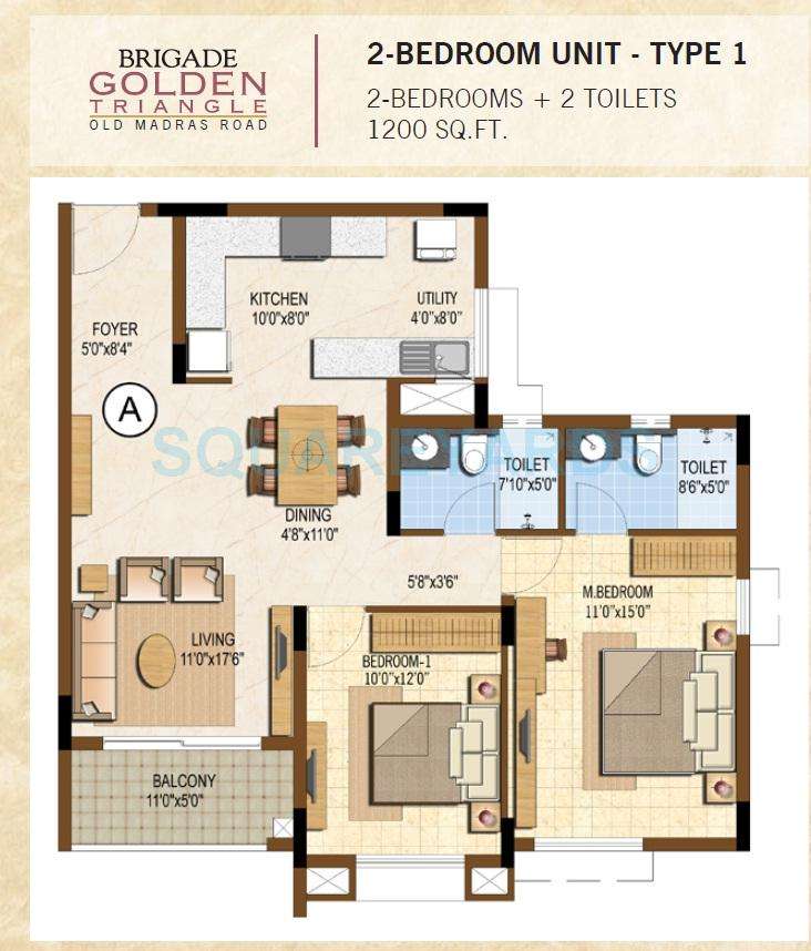 brigade golden triangle apartment 2bhk 1200sqft1