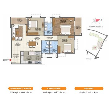  3 BHK Apartment at Brigade Komarla Heights, Padmanabha Nagar – for Sale
